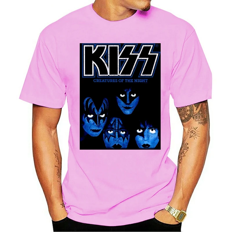 Мужская футболка с коротким рукавом Kiss черная хлопковая в стиле хип хоп твердым