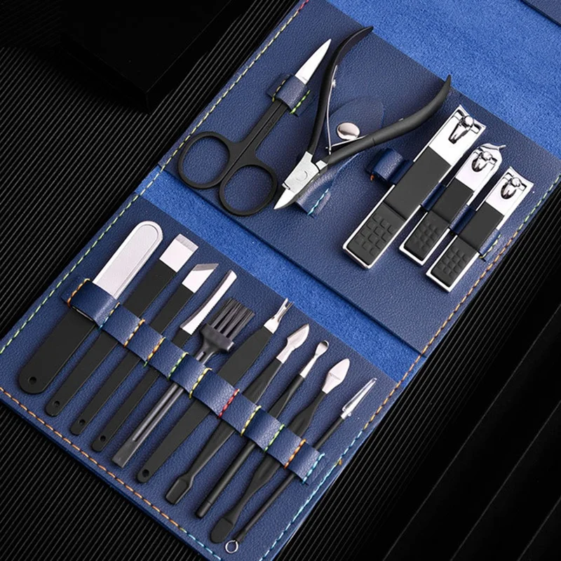 

16 Pcs Professional Nail Clipper Pedicure Manicure Set Stainless Steel Cuticle Scissor Nail File Nail Cutter Set
