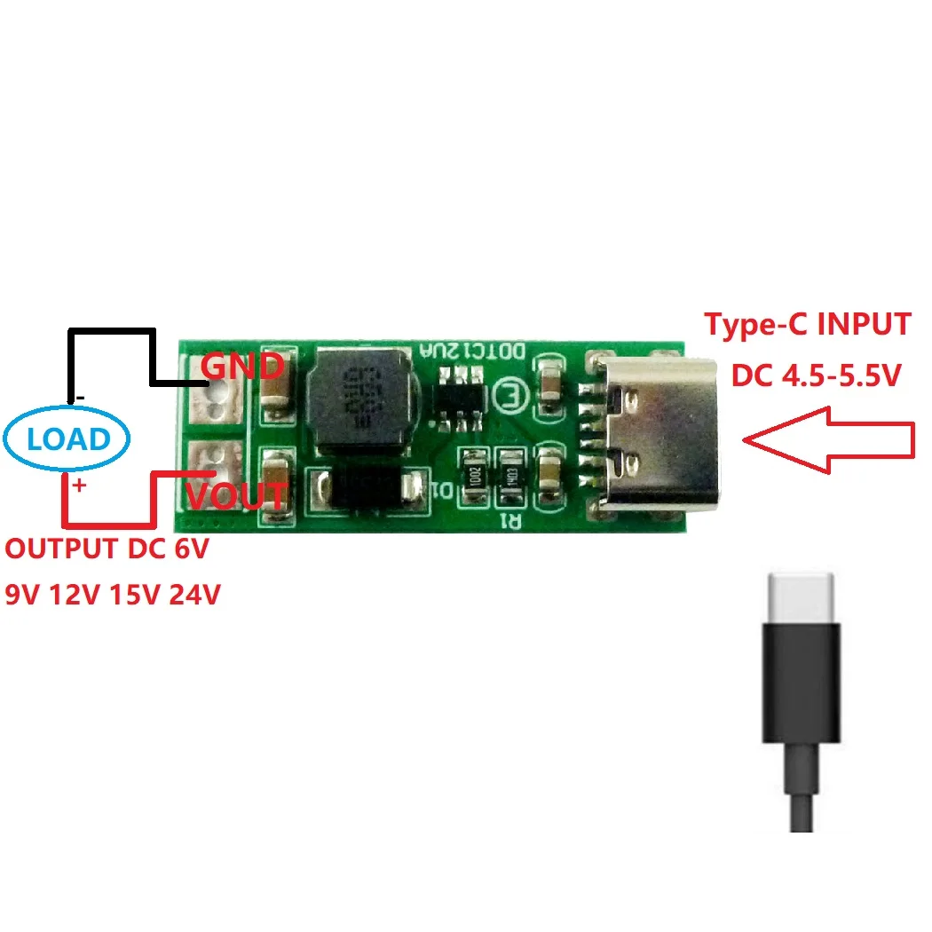 9 Вт mini Type C USB DC 5 В до 6 в 12 15 24 повышающий преобразователь постоянного тока PWM PFM