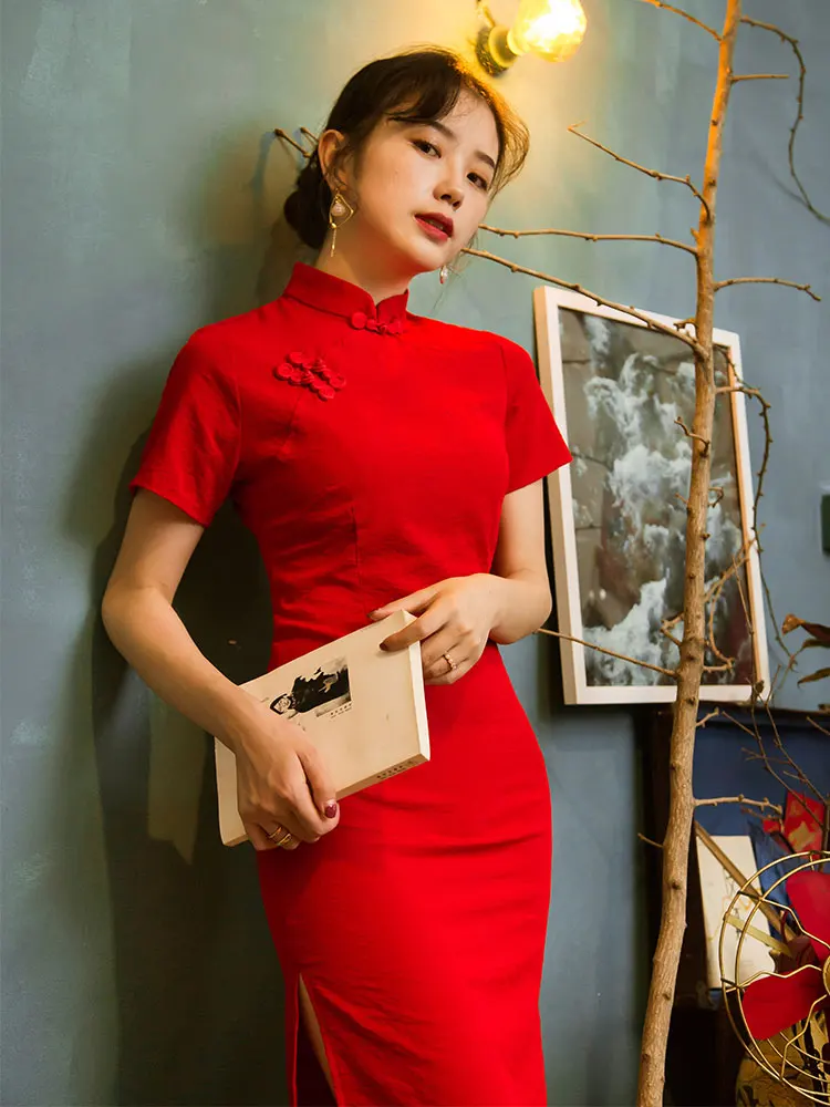 Традиционное китайское платье Ципао облегающее элегантное винтажное