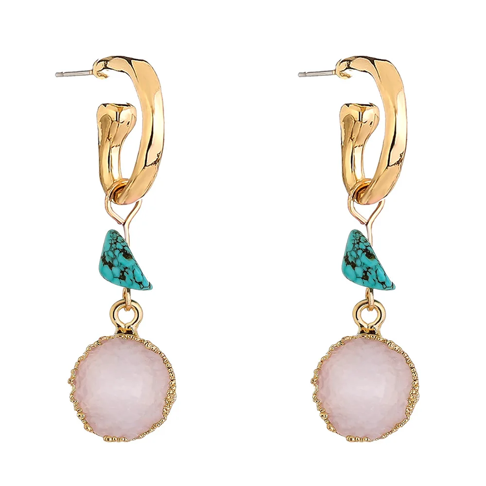 Висячие серьги в европейском стиле с бирюзовым рисунком универсальные ювелирные