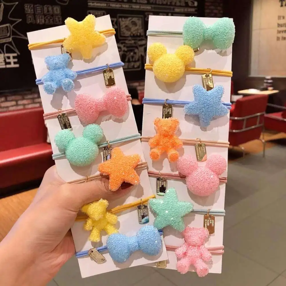 Новые женские милые разноцветные эластичные резинки для волос с изображением