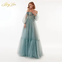 berylove green a line off the shoulder prom dress sweetheart floorlength pleat tulle evening dresses elegant vestido formal gown