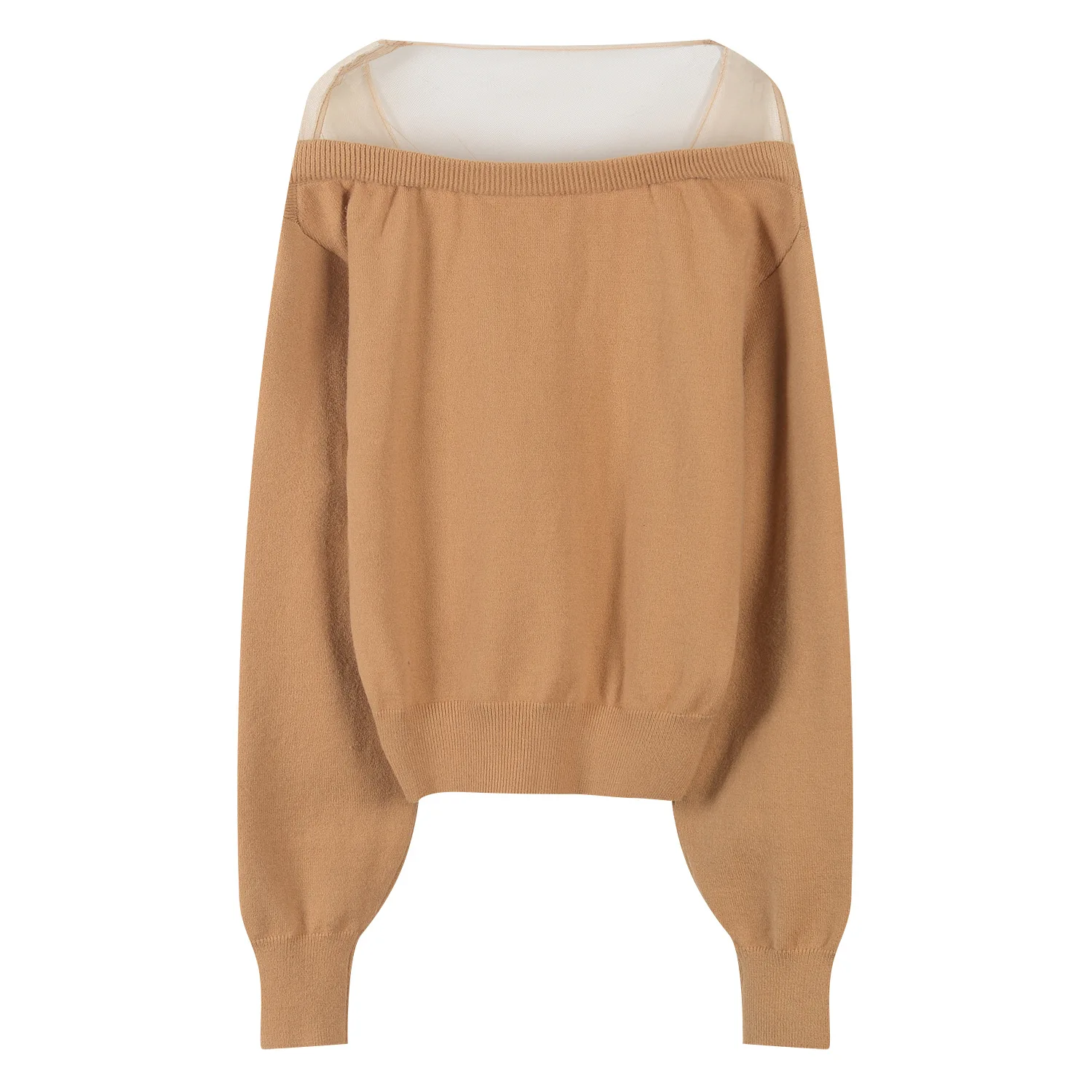 

Fannic 2020 Autumn/ Winter Office Lady Mesh V-Neck Knitted Loose Solid Color Bow Sweater for Women