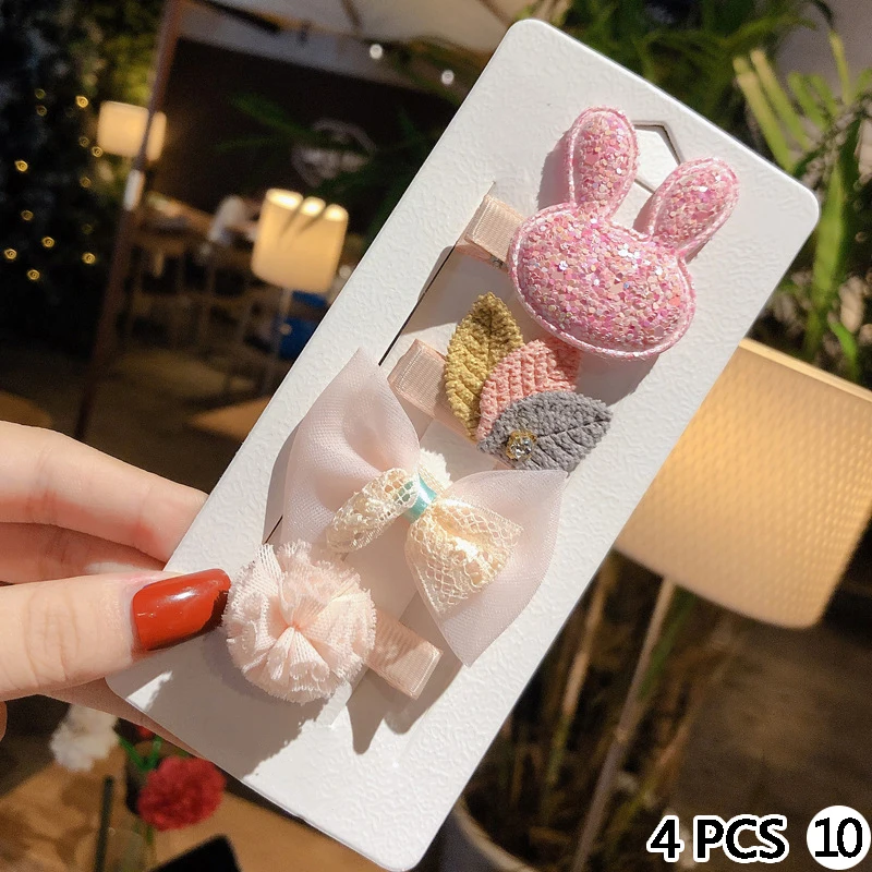 4PCS 10 4/5 шт./компл. ювелирные украшения для волос симпатичная детская одежда с бантом, с проектом из мультфильма, волосы на заколках для наращивания шпильки с орнаментом заколки повязка Для женщин аксессуары для волос - Окраска металла: 4PCS 10