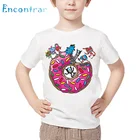 Детская забавная футболка с рисунком ЛенивецМопсов в розовом пончике, детские летние топы, белая мягкая футболка для мальчиков и девочек