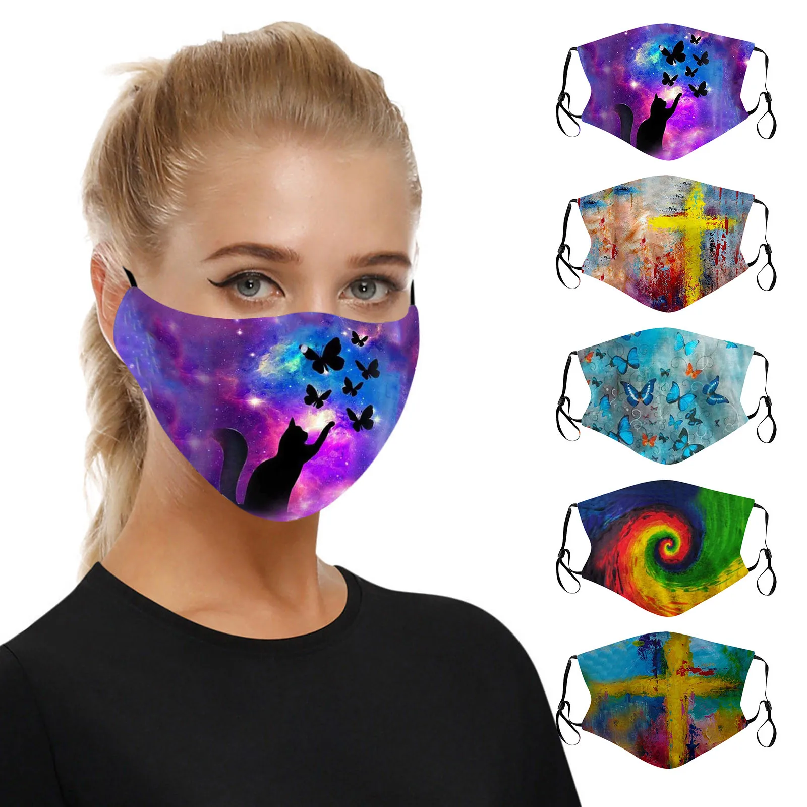 

1PC Adult's Prints Protection Face Mask Washable Earloop Mask New style woven mask Adult Three Layer Máscara tejida de nuevo est