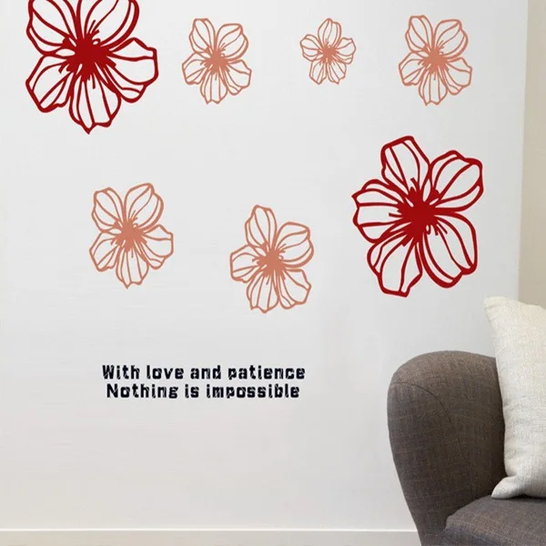 

Room Decoration Wall Sticker Multi-color Five-leaf Small Flower Home Kitchen Sticker Vinyl Home Decoration Art Detachable