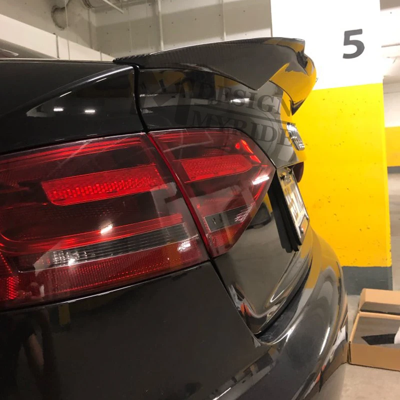 Подходит для Audi A4 B8 A4a A4Q углеродное волокно CF высокий удар задний багажник губы Spoilerking крыло добавить на стиль M4 вид клейкого типа 2009-12