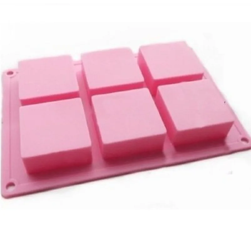Плоская квадратная силиконовая форма для мыла с 6 отверстиями выпечки тортов
