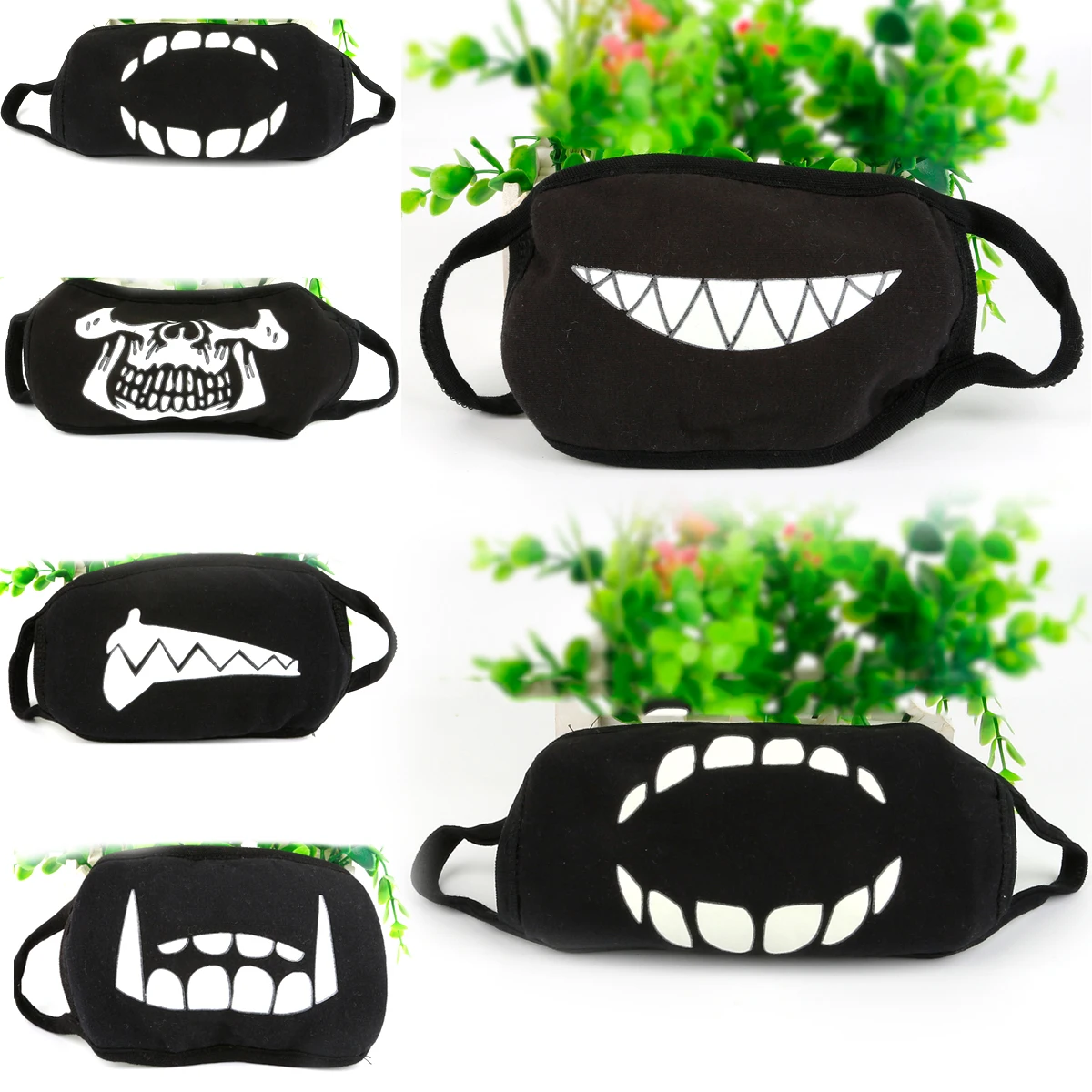 Черная светящаяся хлопковая маска для лица 3 шт. антизапотевающая вечеринки в