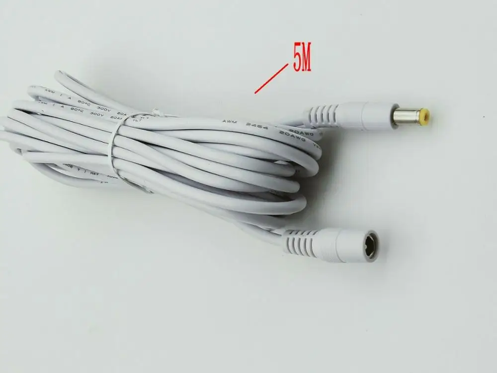 1 шт. DC 5A 12V 5.5X2.1 Женский к 5.5X2 мм Мужской кабель питания 20AWG 5 м/3 м/5 м | Обустройство