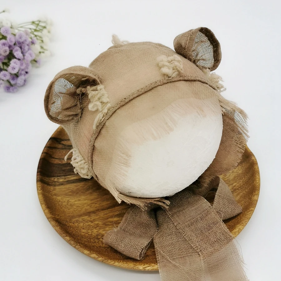 

Newborn Bear Bonnet Baby Photography Prop Baby Ear Cap Animal Hat Newborn Prop, #P2445