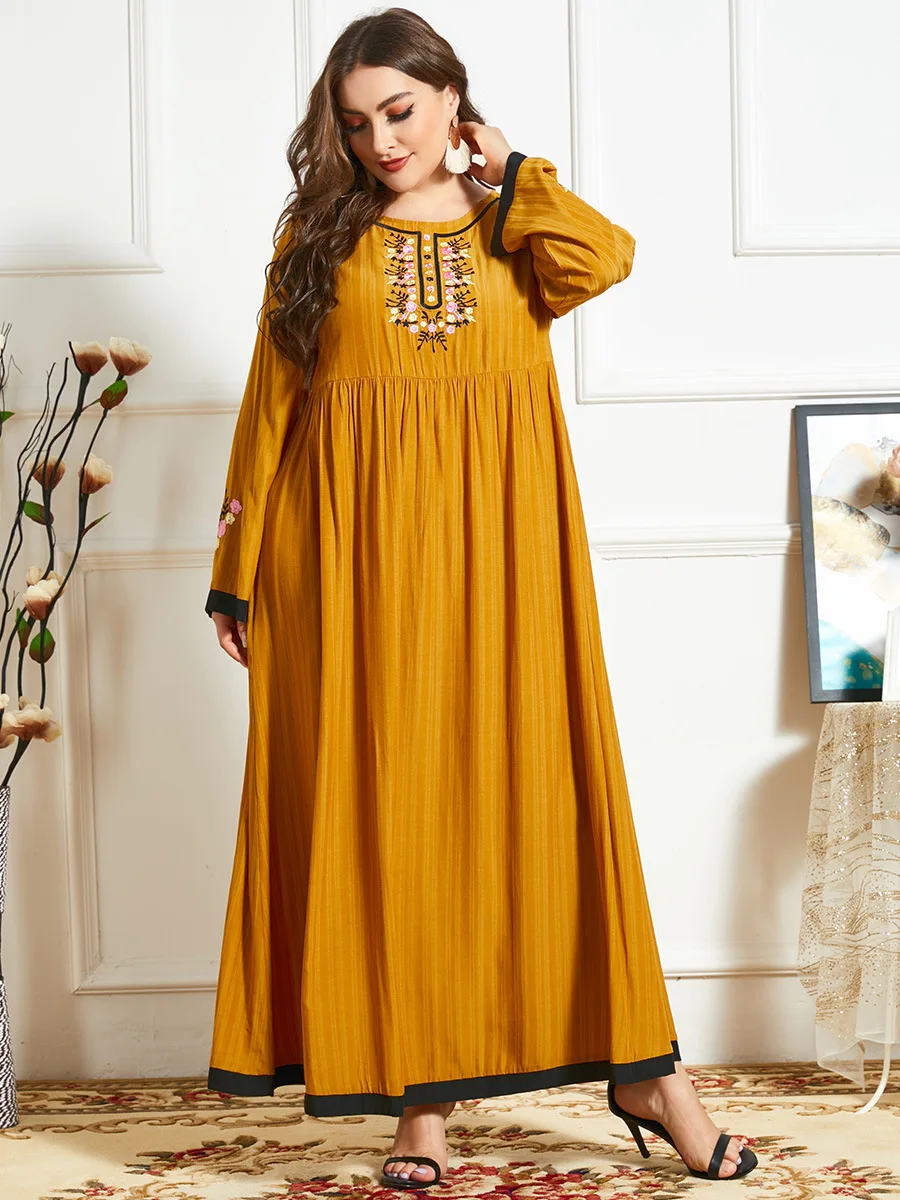 

Ramadan Muslim Abaya Dress Women Embroidery Hijab Dresses Jilbab Turkey Islamic Plus size Vestido Moroccan Kaftan Arabic Elbise
