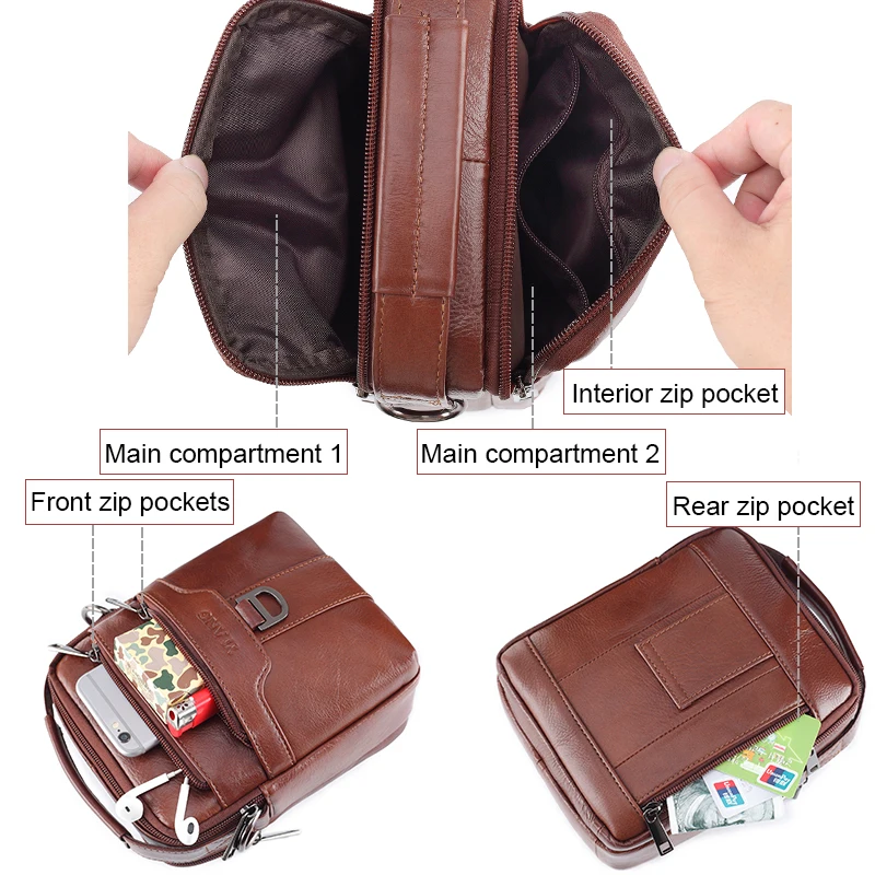 Высококачественная Мужская маленькая сумка-мессенджер из натуральной кожи