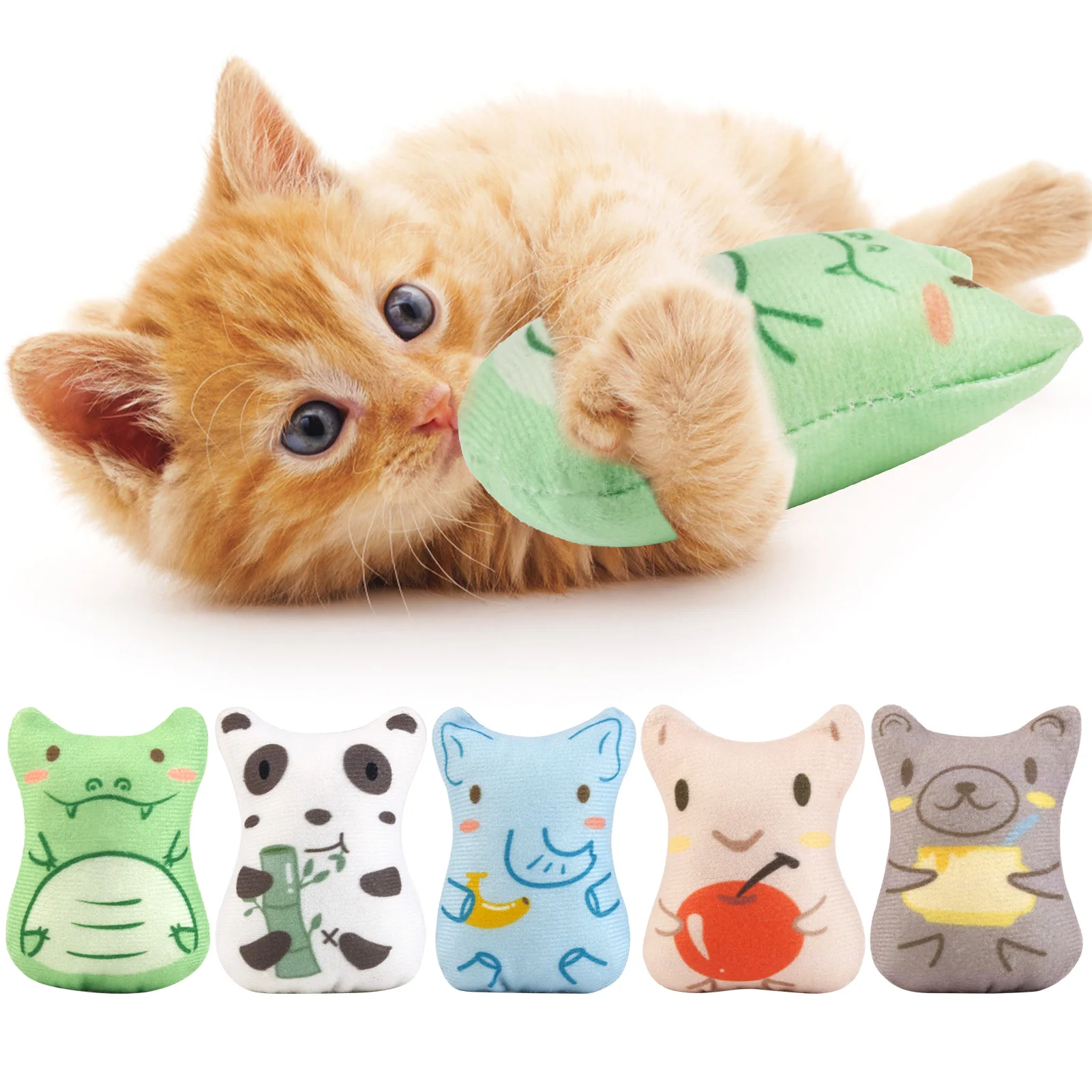 

5PCS Animals Cartoon cat Toys Stuffed Squeaking Pet Toy Cute Plush Puzzle for Dogs Cat Chew Toy Soft Pet Toy