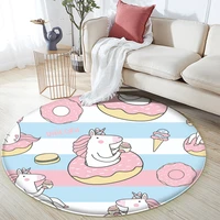 2021 baby carpet unicorn pattern cute animal round carpet non slip mats children flannel carpet peludo room decoration alfombra