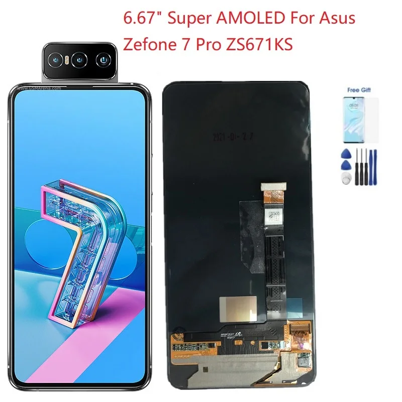 ЖК-экран Super AMOLED 6,67 дюйма для Asus Zefone 7 Pro, ZS671KS, дигитайзер сенсорного экрана для Asus Zenfone 7 Pro, 5G, ZS671KS, дисплей