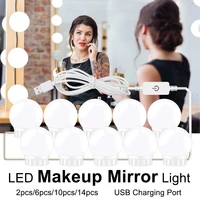 hollywood makeup wall lamp 5v 2w 2 6 10 14 led mirror lights bulb kit usb smart touch stepless dimmer for dressing table