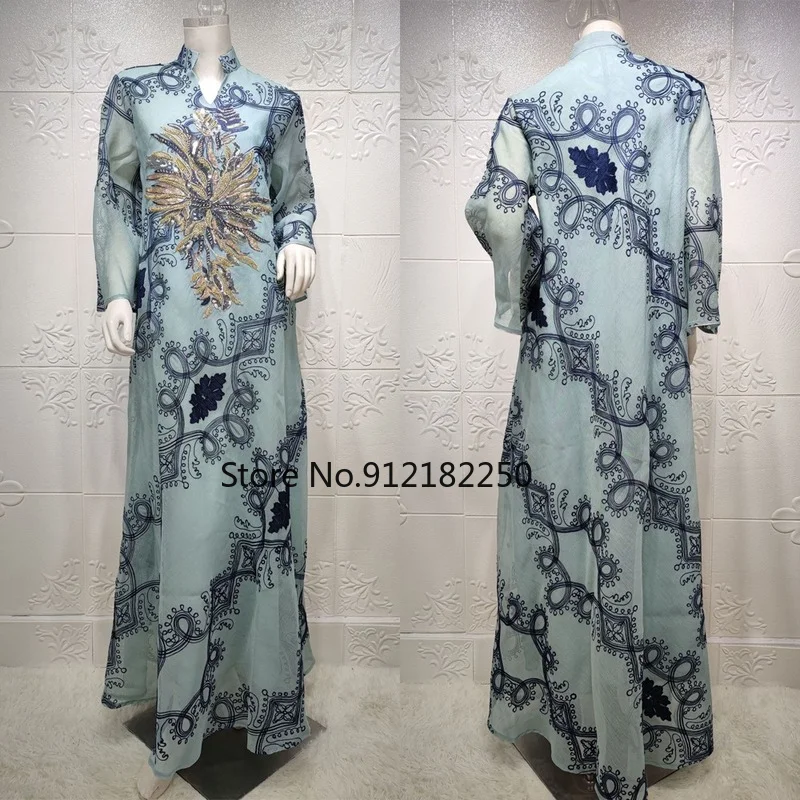 Марокканский кафтан Дубай мусульманское женское платье абайя вышитые блестками