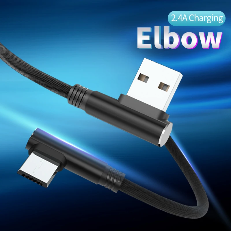 

Кабель для передачи данных Type-c Micro USB кабель двойной 90 градусов под прямым углом локоть провод USB 2,0 2.4A зарядный шнур Type c телефонные кабели