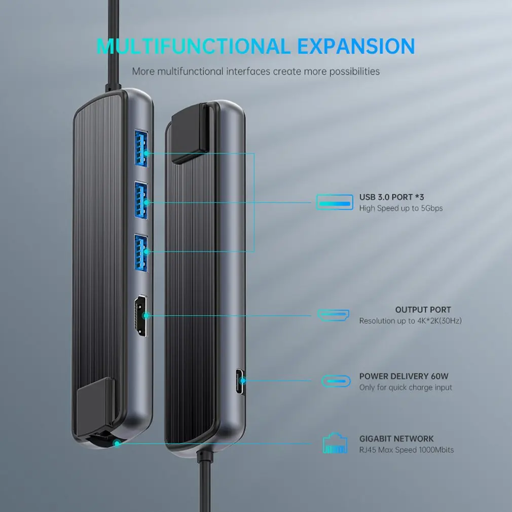 

USB-концентратор 6 в 1 с портом Type-C на USB 3,0
