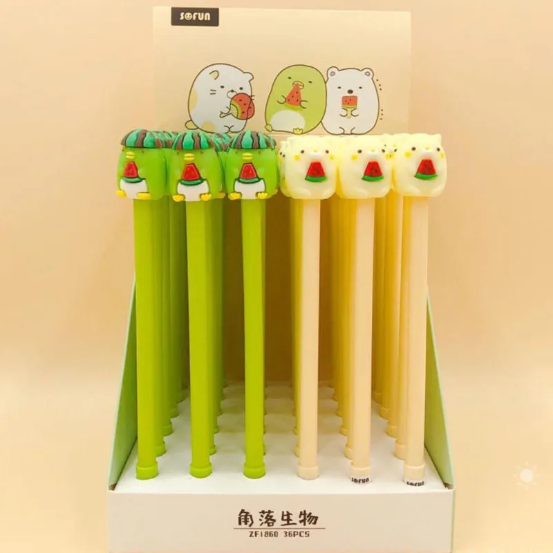 

36 pcs/lot Kawaii Sumikko Gurashi Gel Pen Cute 0.5mm Black ink Signature Pens School Office writing Supply Promotional Gift