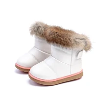 2019 rabbit hair kids warm snow boots baby girls waterproof fashion winter children soft bottom shoes toddler 1 2 3 4 5 6 year