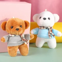 12cm cute cartoon cute scarf mini teddy bear doll keychain plush pendant couple backpack key chain creative holiday gift