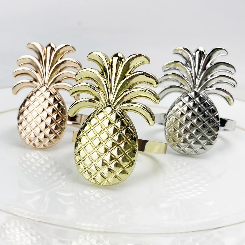 

10Pcs/Lot Pineapple Napkin Ring Metal Plating Napkin Ring Stand Wedding Holiday Party Table Decoration