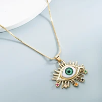 fashion 18k gold plated evil pendant eye necklace long chain metal copper with zircon lucky necklaces for women men jewelry gift