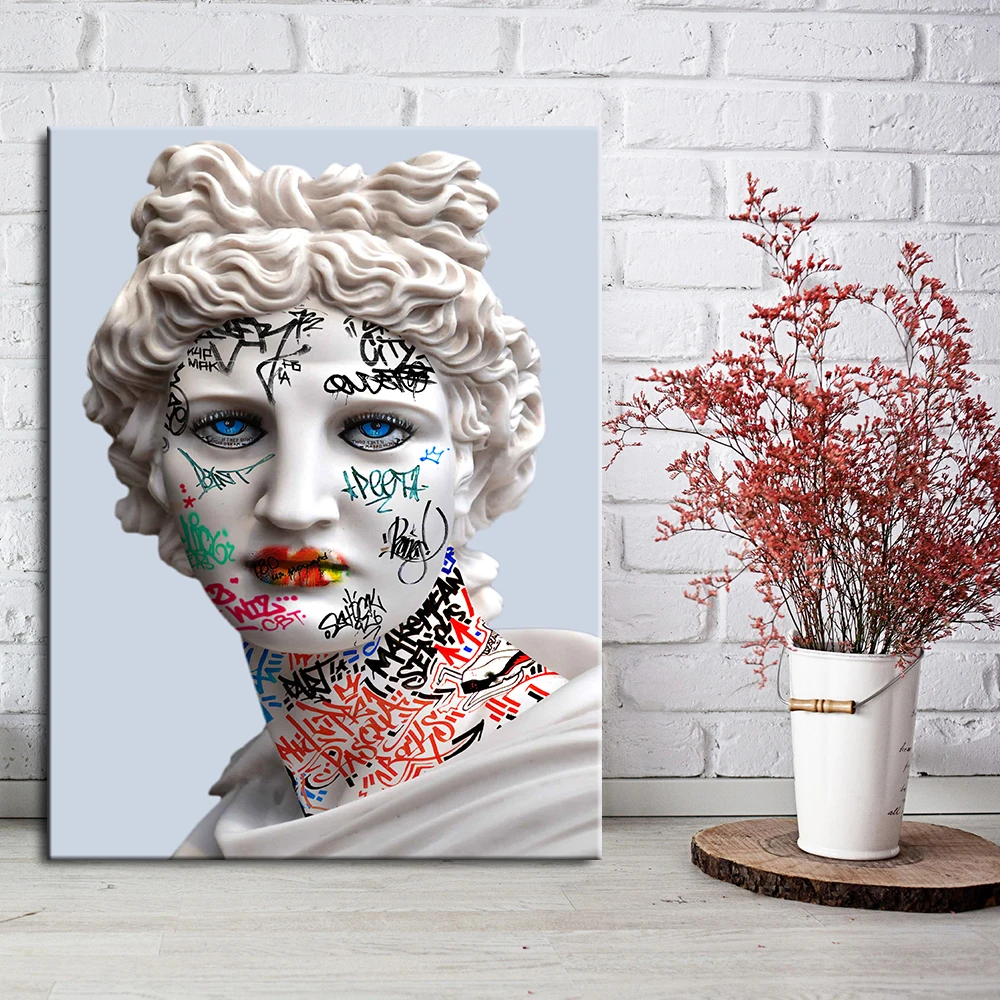

New Sculpture Of David Canvas Art Posters Graffiti Art Of David Canvas Paintings on the Wall Street Art Picture Wall Decoration