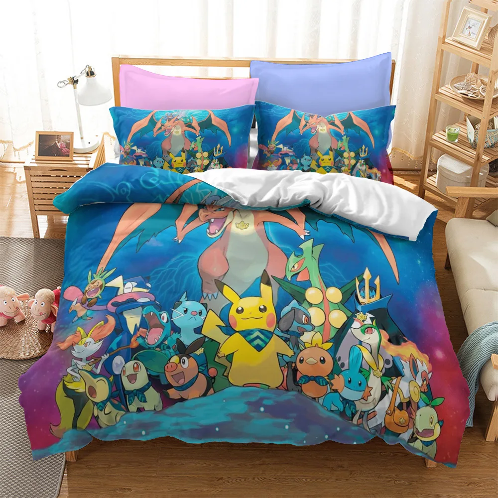 Постельное белье с 3d-изображением покемона Пикачу комплекты пододеяльником и