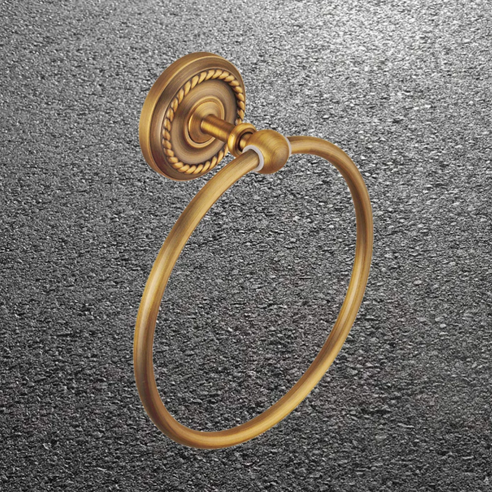 

Retro Bath Towel Ring Hand Towel Rack Wall Mount Copper Circle Towel Holder Bathroom Accessory