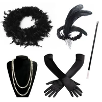 ladies gatsby fancy dress accessories flapper 20s charleston girl costume set for necklace headband gloves cigarette holder