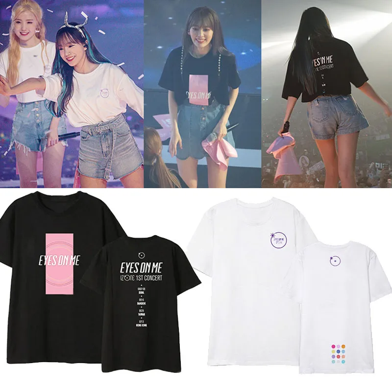Новая корейская мода Kpop IZONE EYES ON ME футболка женский летний топ с коротким рукавом