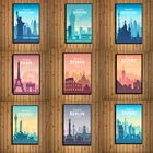 Постер для путешествий в скандинавском стиле, HD Печать на холсте, мультяшное изображение Лондона, Нью-Йорка, Парижа, пейзажа, настенная живопись, домашний декор