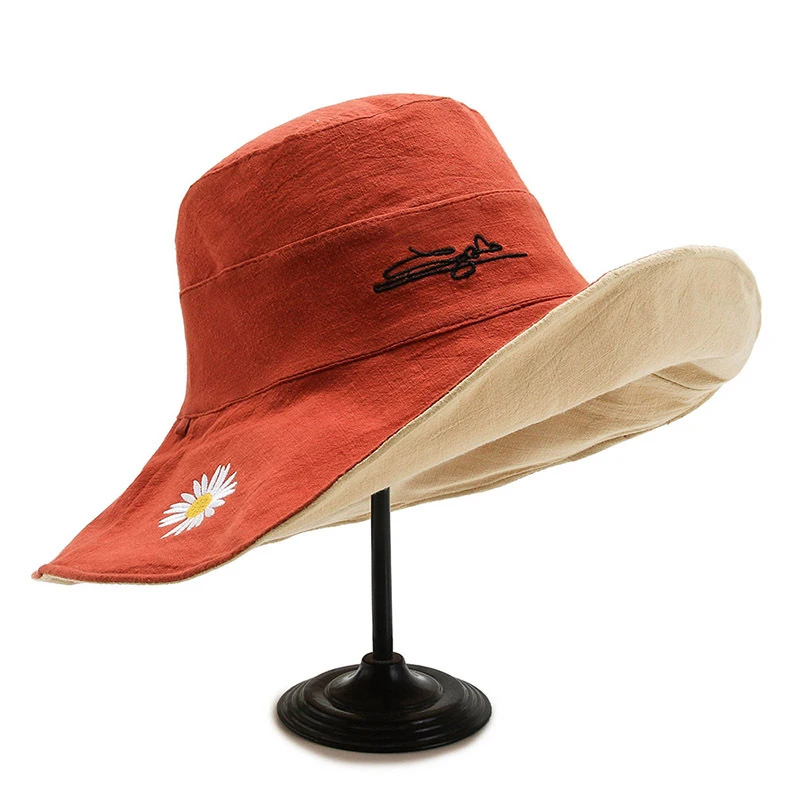 Панама женская рыболовная двусторонняя с широкими полями и вышивкой | Аксессуары