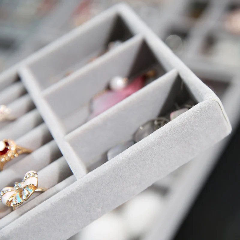 Бархатный ящик для хранения ювелирных изделий серьги часы косметический