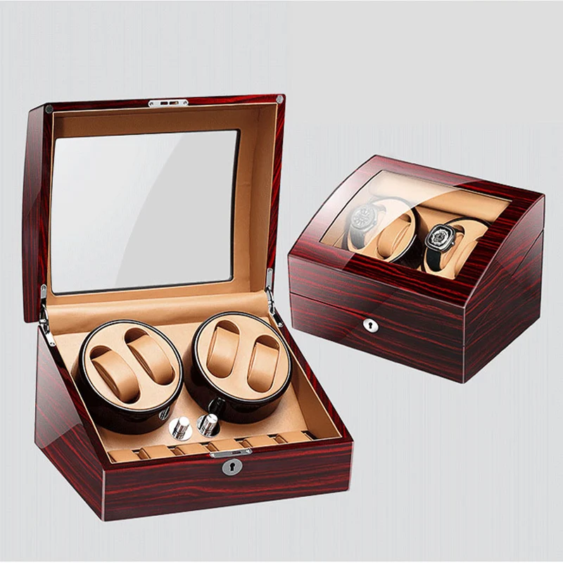 4 автоматические часы Winder Box коллекция дисплей бесшумный двигатель