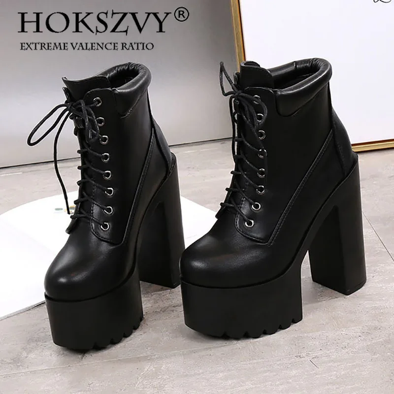 HOKSVZY/ботильоны В рыцарском стиле на толстом каблуке 14 см для ночного клуба