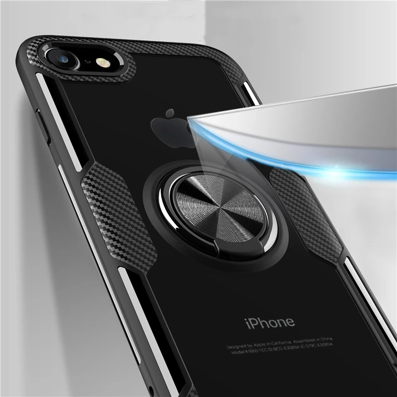 KEYSION Ring Case for iPhone SE 2020 New Transparent Shockproof Phone Cover for iPhone 11 11 Pro Max XR 8 7 6S 6 Plus X Xs Max