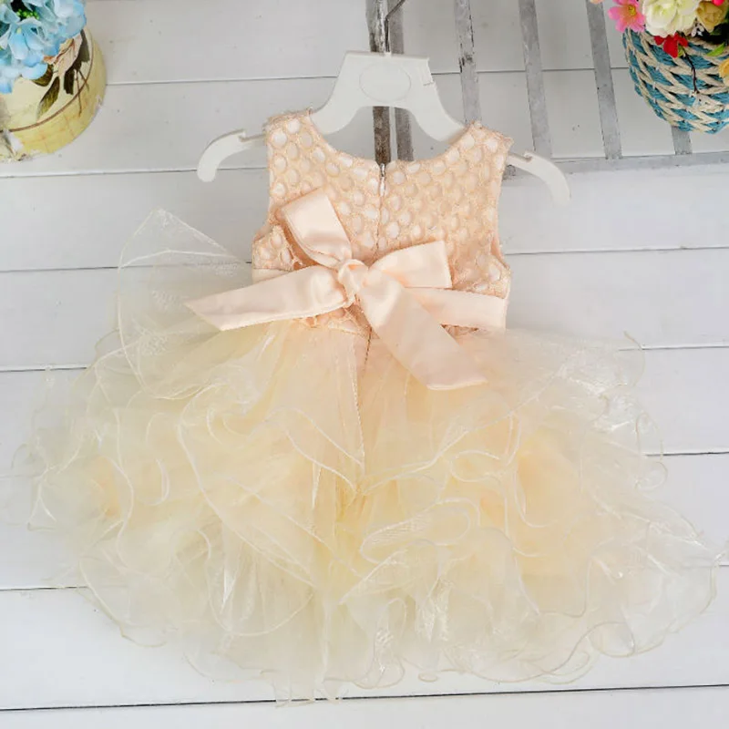 New Baby Girl Dress Tulle Baptism 1 Year Birthday Beaded Party Wedding Costume Children's Tutu Clothing L1819XZ | Детская одежда и