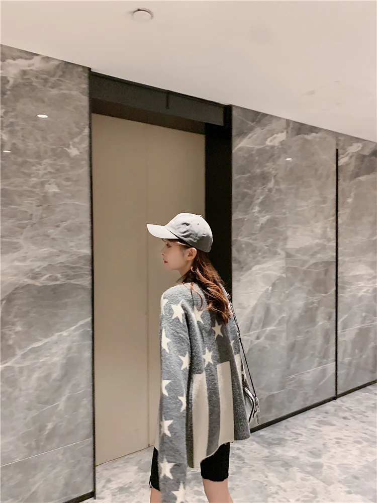 

Gray Big Size Knitting Sweater Loose Fit Round Neck Long Sleeve Women Pullovers New Fashion Tide Autumn Winter 2020 B38-A