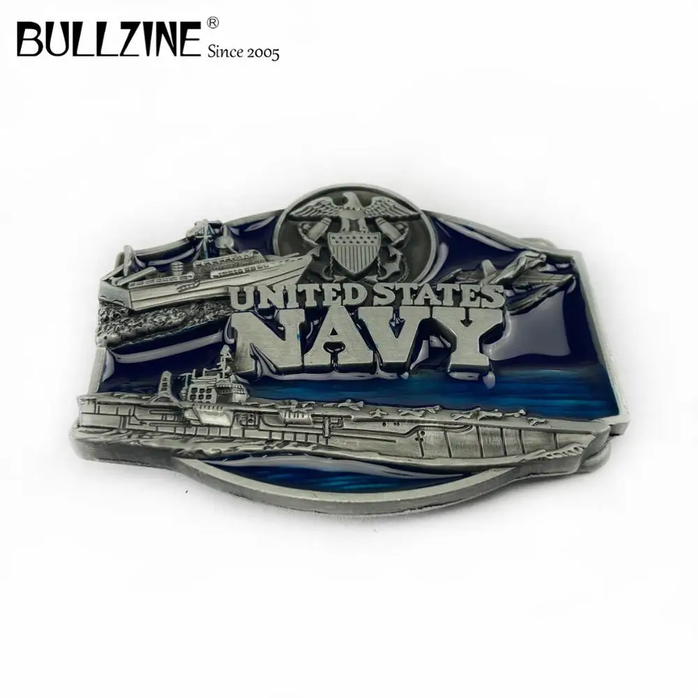 Bullzine zinc alloy US NAVY military belt buckle pewter finish FP-02223 LUXURIOUS cowboy jeans gift | Дом и сад