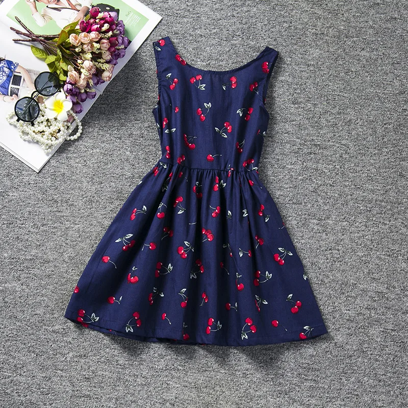 

Summer Dresses Girls Clothes Cherry Pattern Princess Dress Daily Casual Entertainment Birthday Party Clothes Tutu