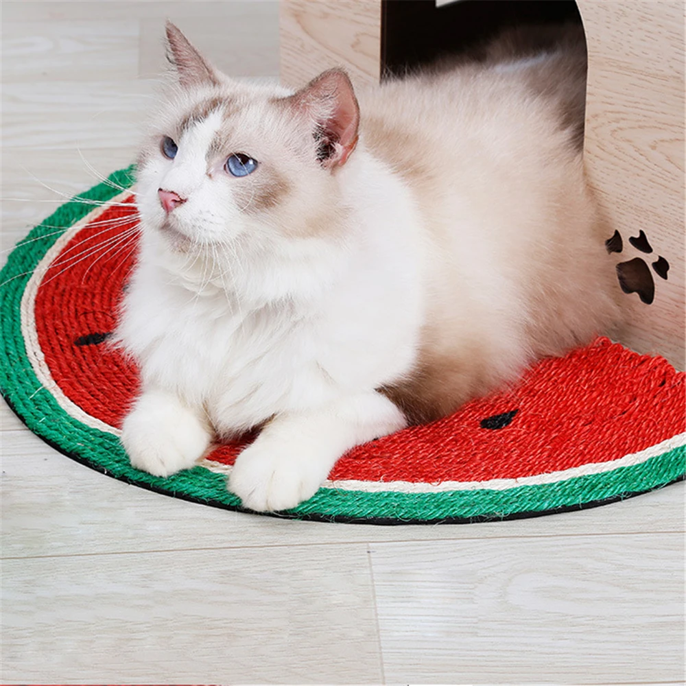 Шлифовальный коготь натуральный коврик из сизаля для кошки наполовину арбузный