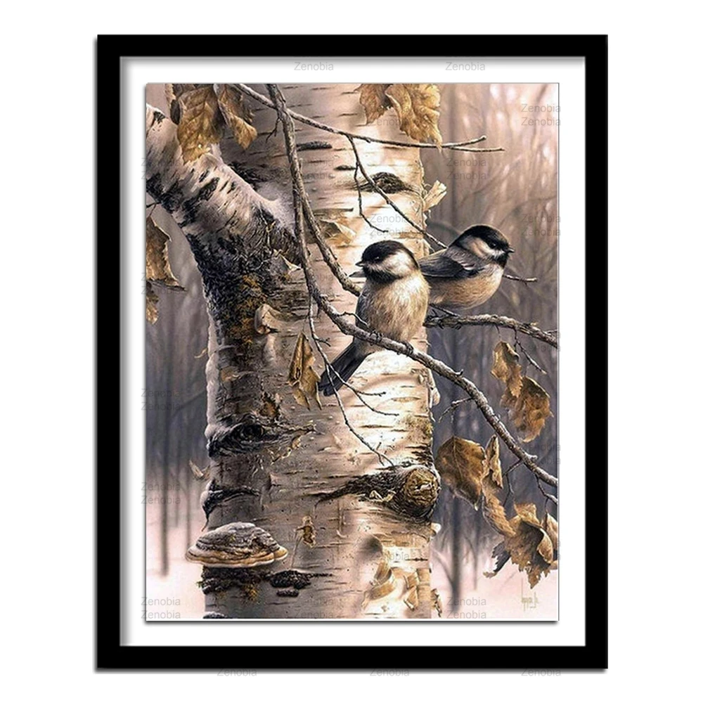 Алмазная живопись птица на дереве ствол 5D сделай сам полностью