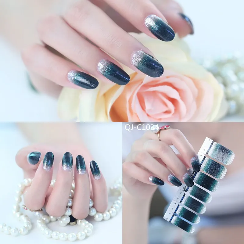 Клей для накладных ногтей стикер DIY 3D полировальные полоски 14 наклеек s блестящие