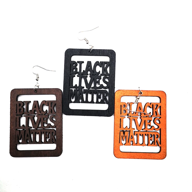 Бесплатная доставка! Деревянные серьги 6 см из черного живого